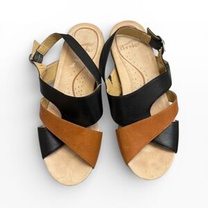 Dansko black and brown leather sandals shoes 39